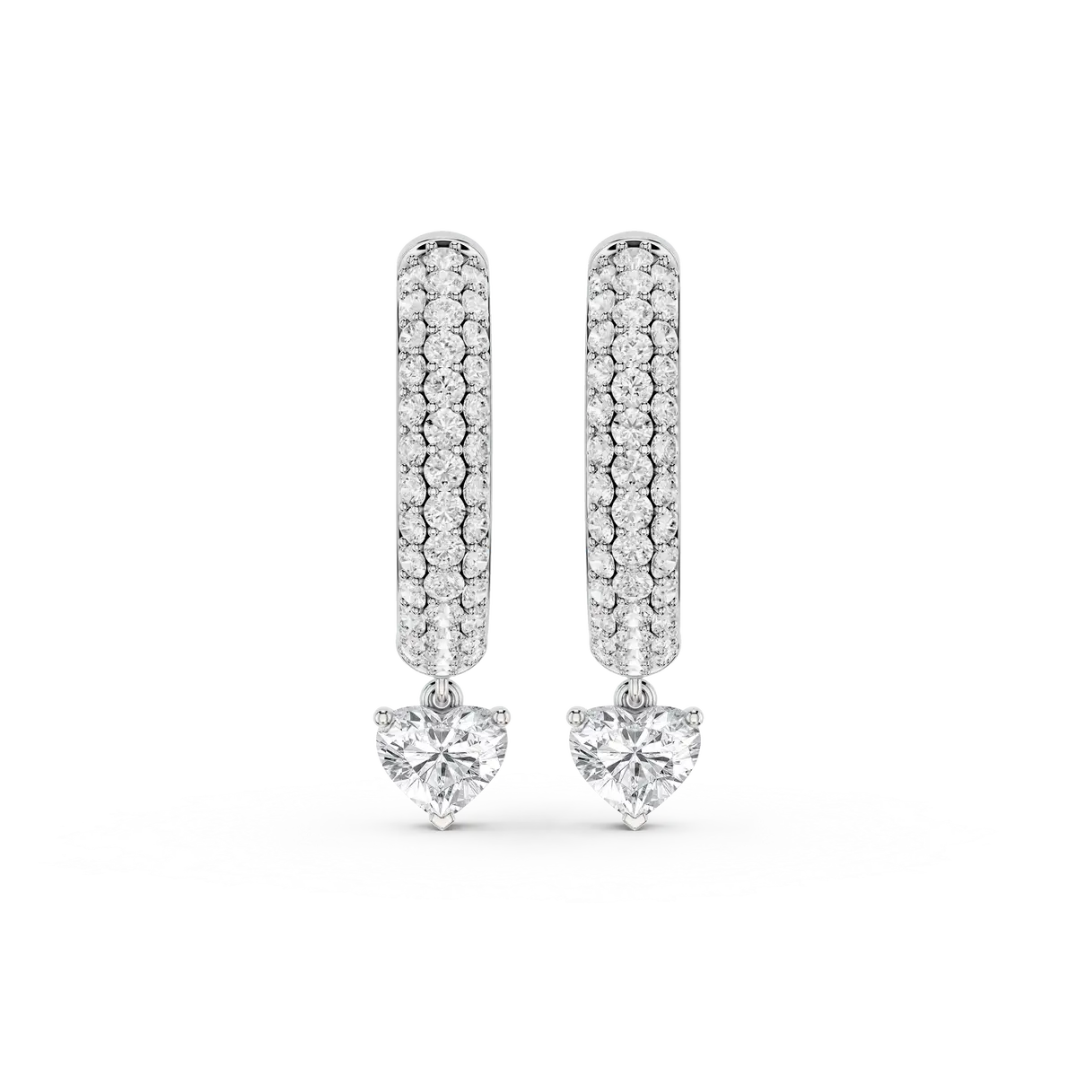 Kiara 1 Carat Heart Lab Grown Diamond Pave Hoop Drop Earrings