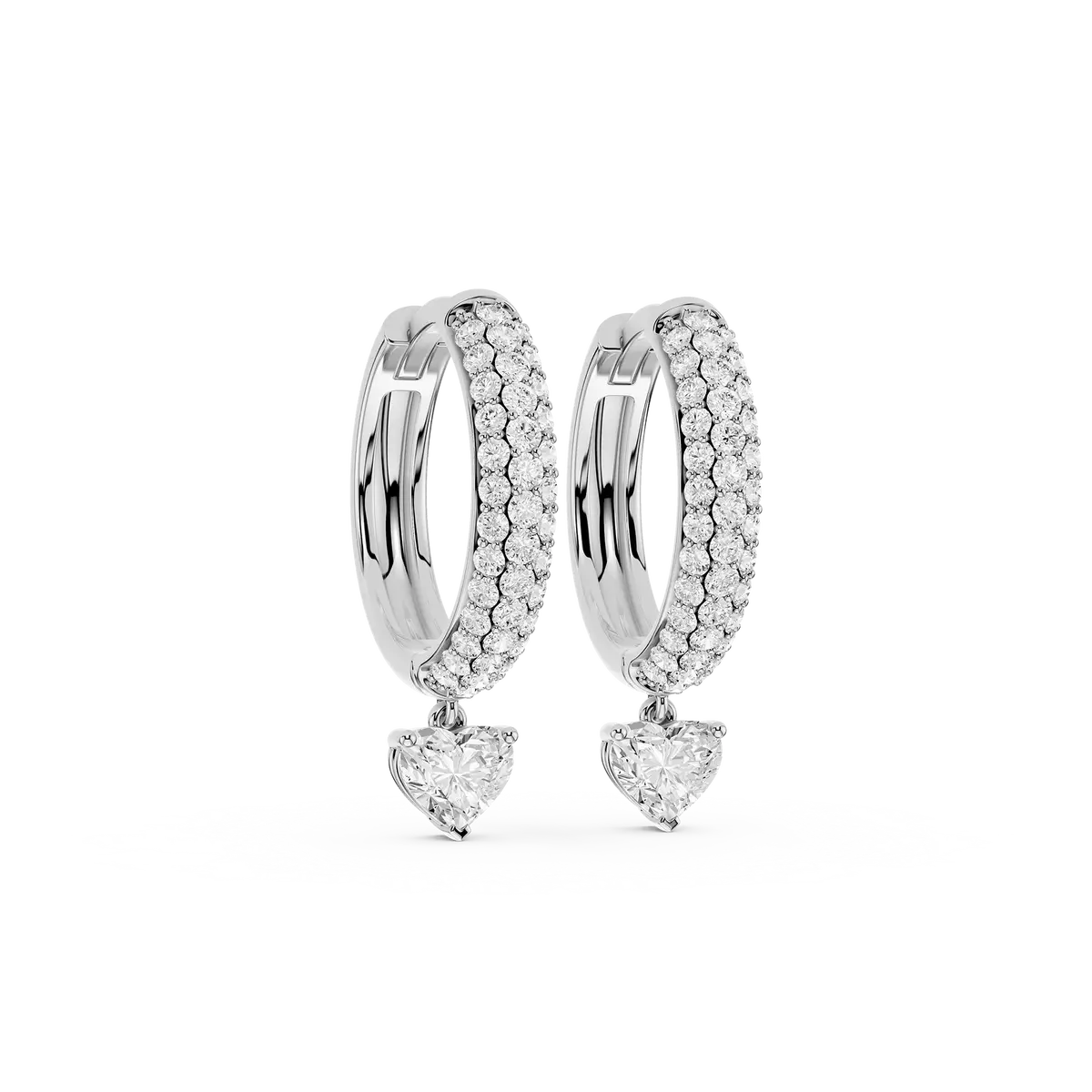Kiara 1 Carat Heart Lab Grown Diamond Pave Hoop Drop Earrings