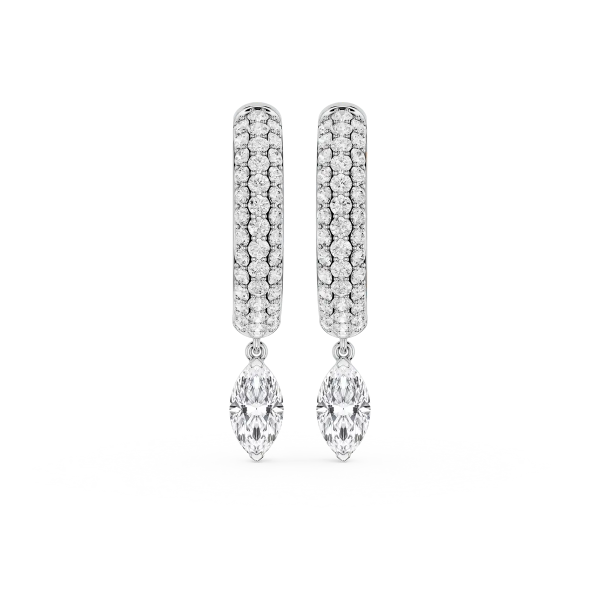 Mya 1 Carat Marquise Lab Grown Diamond Pave Hoop Drop Earrings