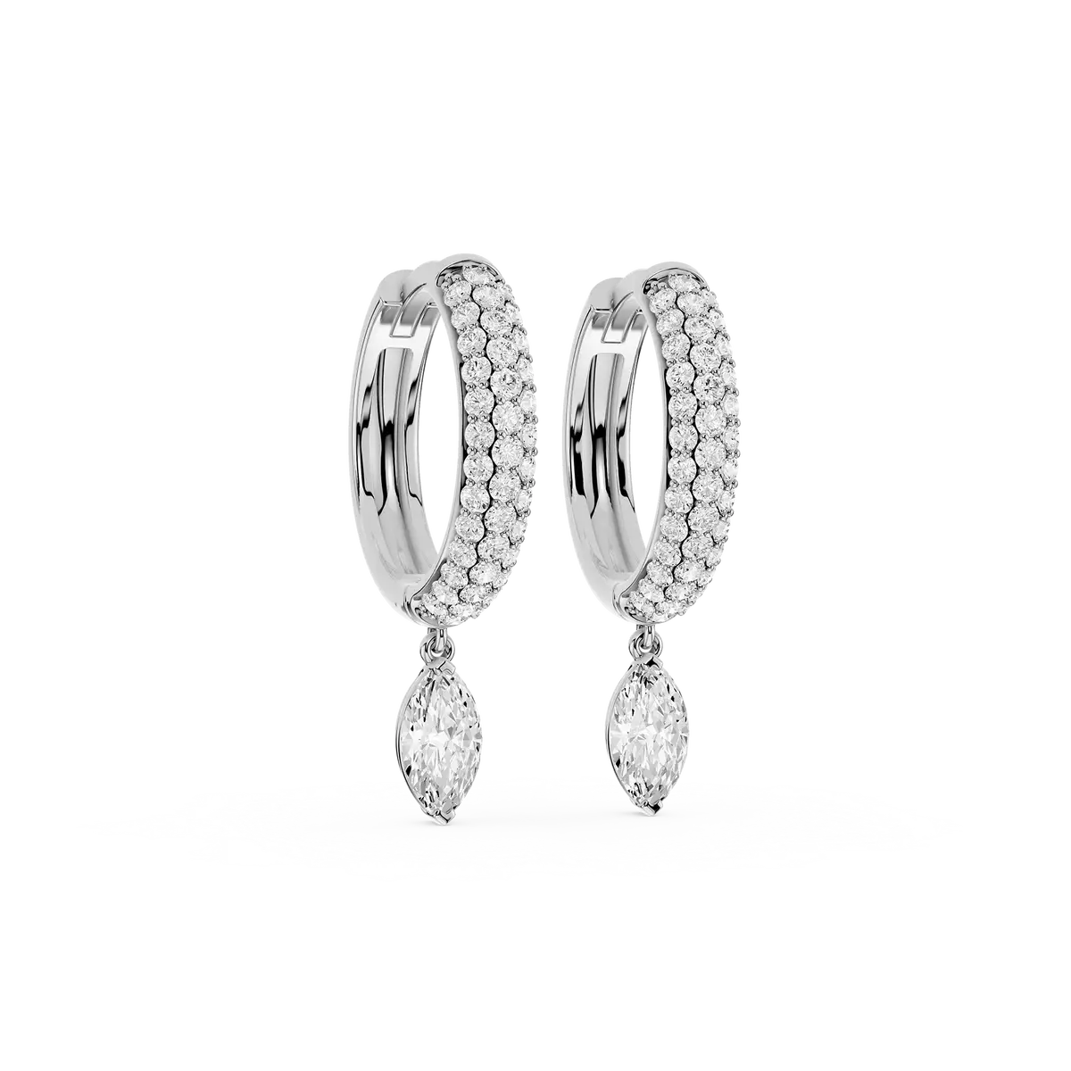 Mya 1 Carat Marquise Lab Grown Diamond Pave Hoop Drop Earrings