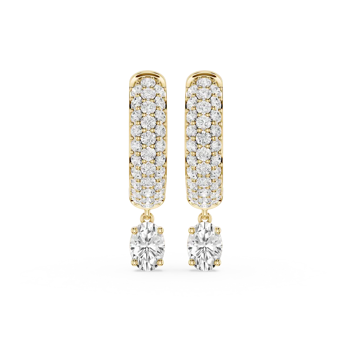 Carys 0.50 Carat Oval Lab Grown Diamond Pave Hoop Drop Earrings