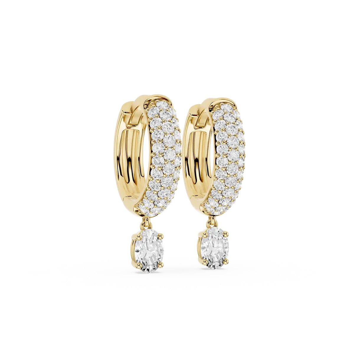 Carys 0.50 Carat Oval Lab Grown Diamond Pave Hoop Drop Earrings