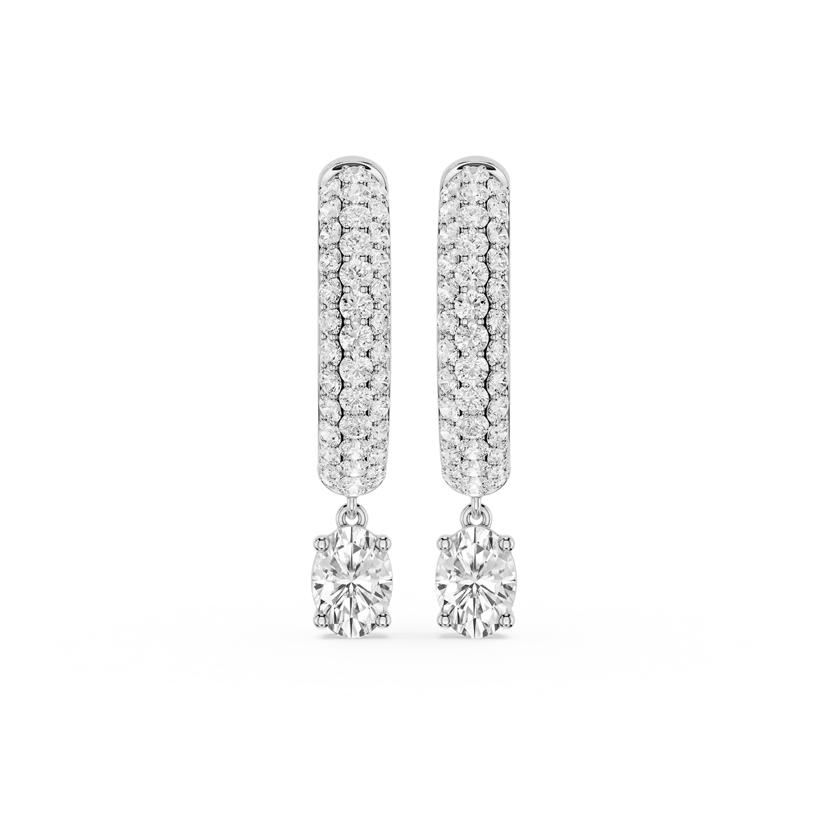 Carys 1 Carat Oval Lab Grown Diamond Pave Hoop Drop Earrings