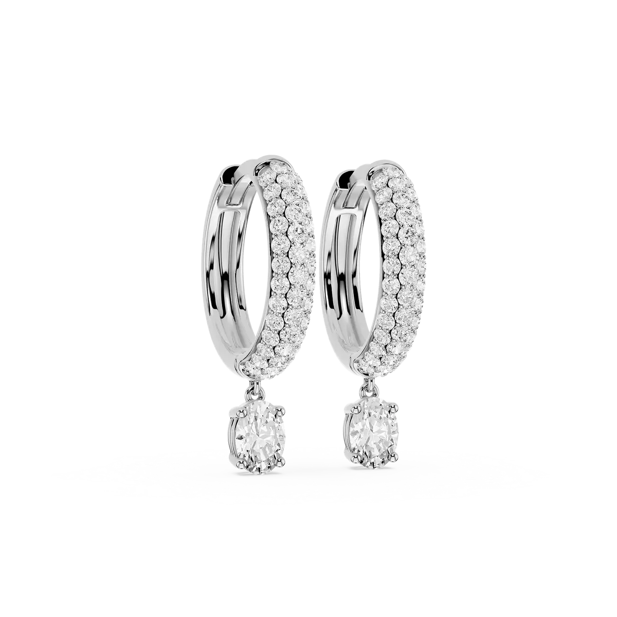 Carys 1 Carat Oval Lab Grown Diamond Pave Hoop Drop Earrings