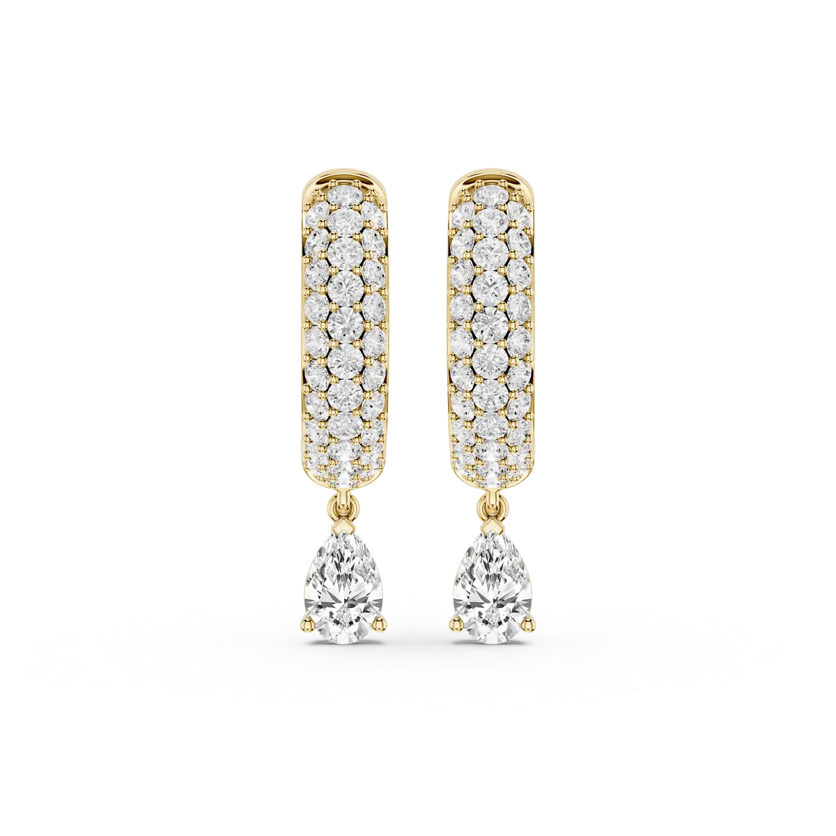 Flora 0.50 Carat Pear Lab Grown Diamond Pave Hoop Drop Earrings