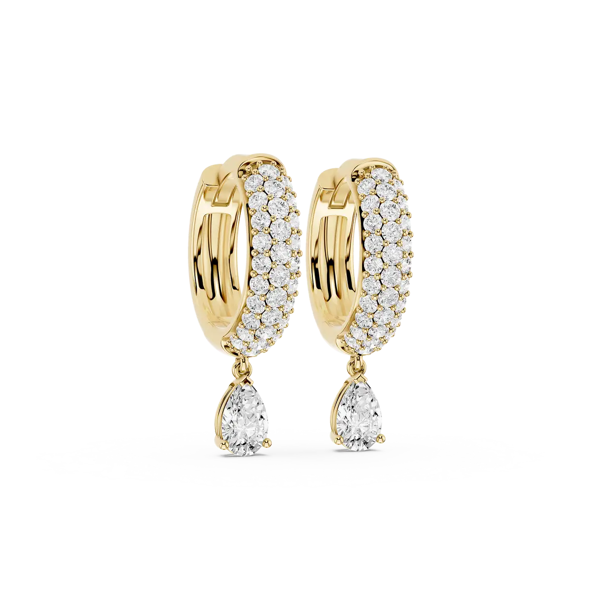 Flora 0.50 Carat Pear Lab Grown Diamond Pave Hoop Drop Earrings