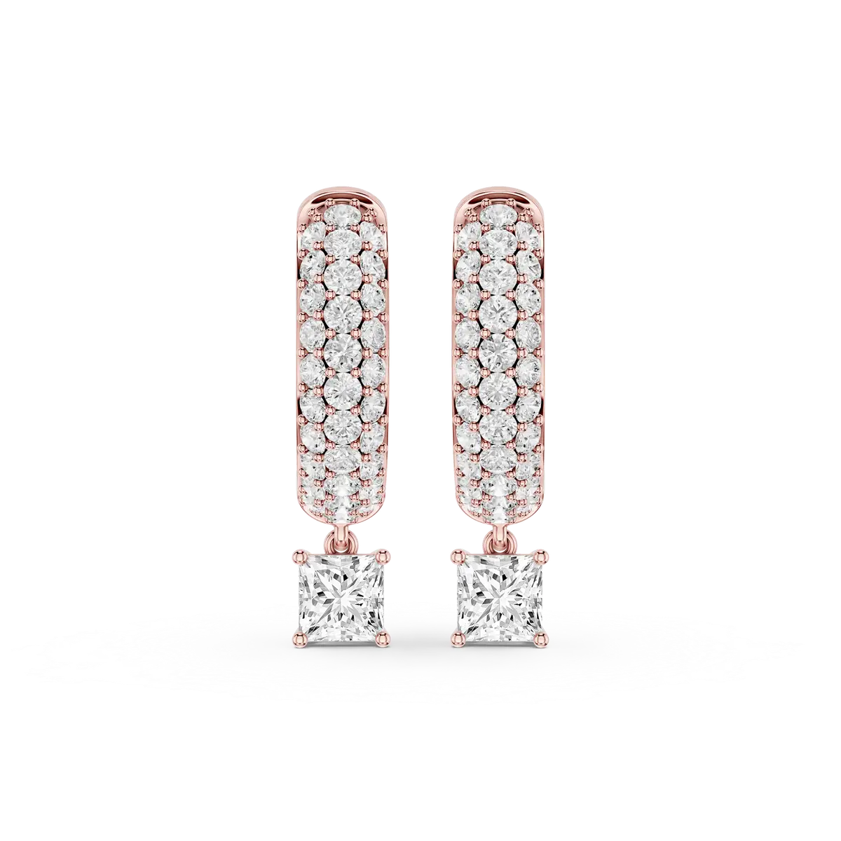 Fern 0.50 Carat Princess Lab Grown Diamond Pave Hoop Drop Earrings