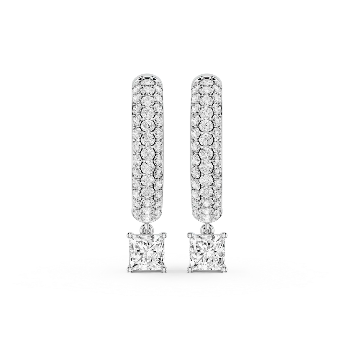 Fern 1 Carat Princess Lab Grown Diamond Pave Hoop Drop Earrings