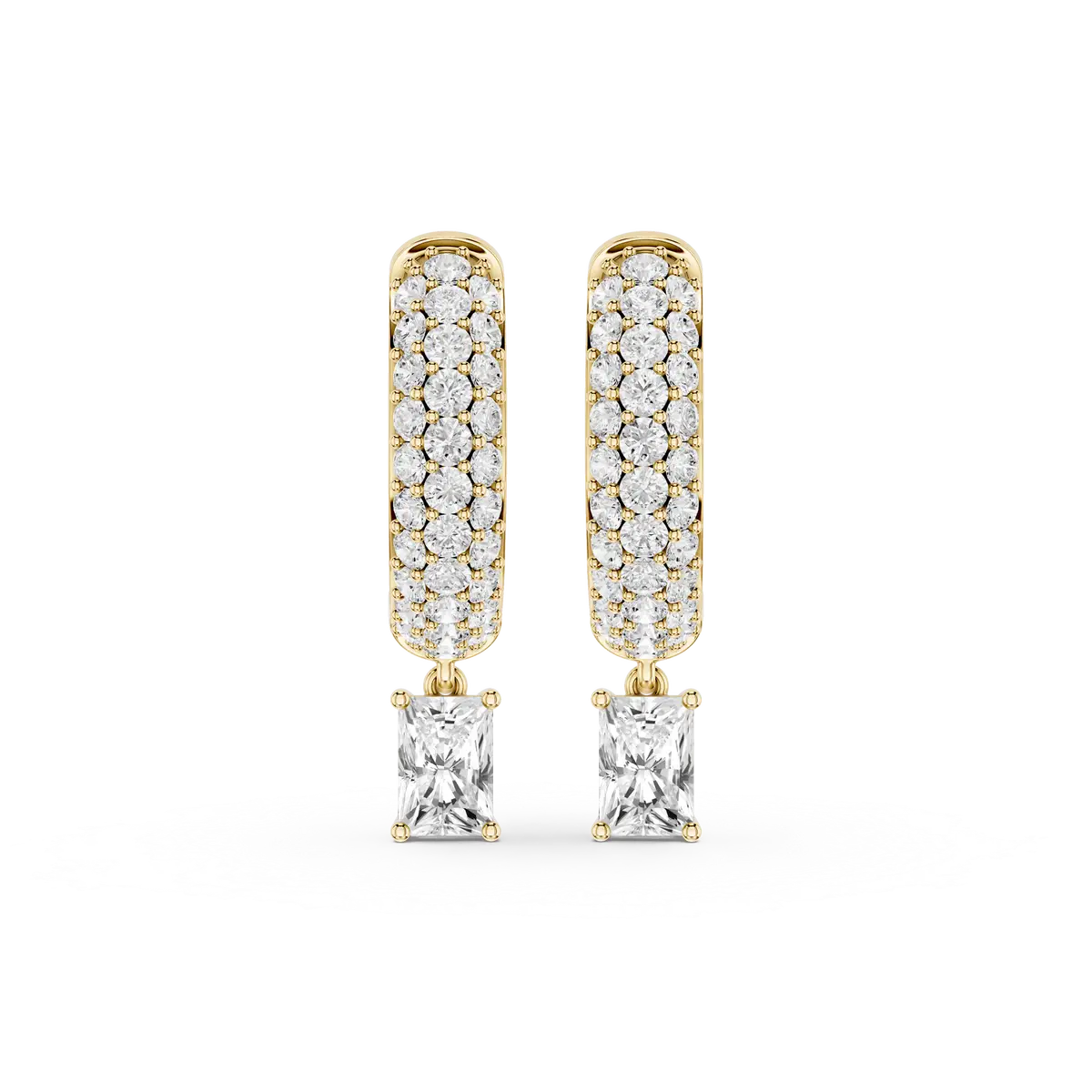Bella 0.50 Carat Radiant Lab Grown Diamond Pave Hoop Drop Earrings