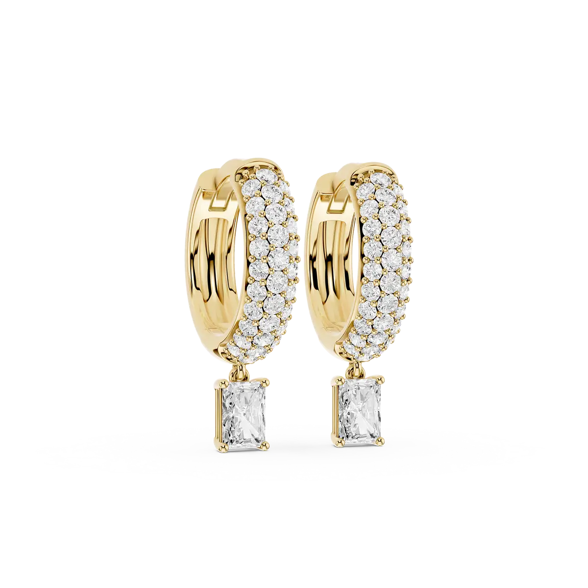 Bella 0.50 Carat Radiant Lab Grown Diamond Pave Hoop Drop Earrings