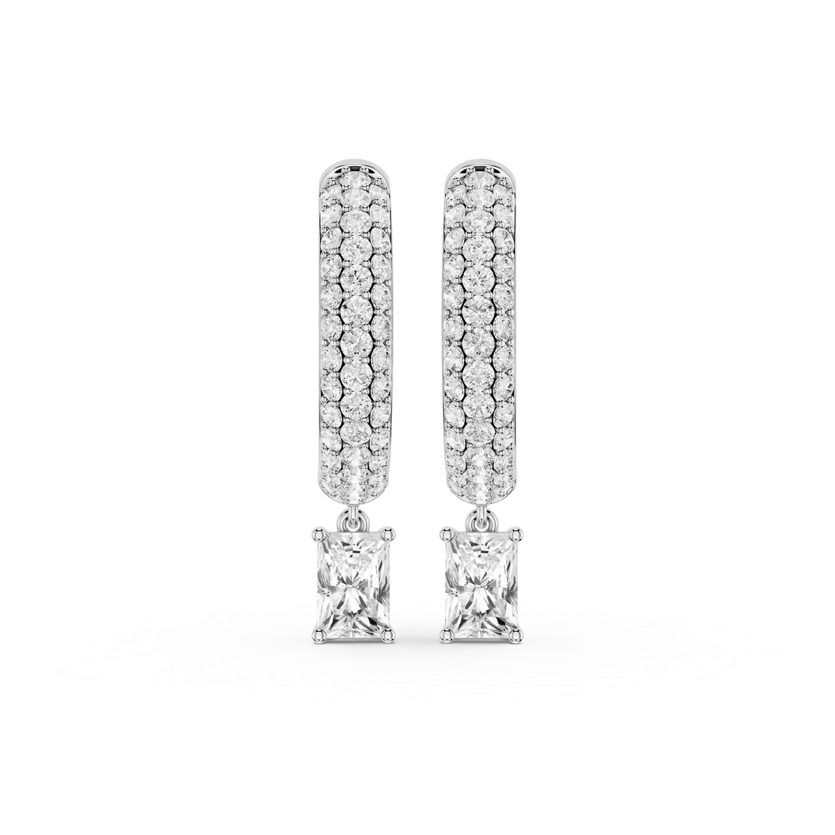 Bella 1 Carat Radiant Lab Grown Diamond Pave Hoop Drop Earrings