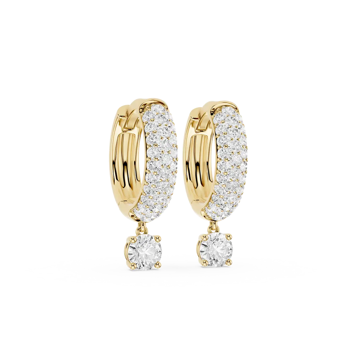 Lucia 0.50 Carat Round Lab Grown Diamond Pave Hoop Drop Earrings