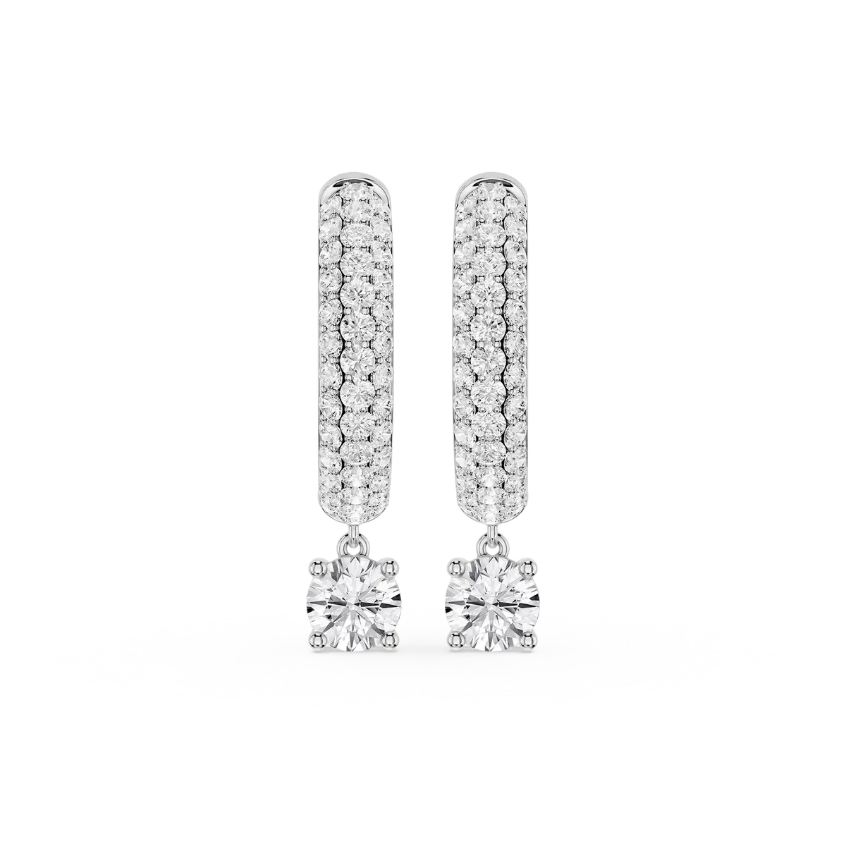 Lucia 1 Carat Round Lab Grown Diamond Pave Hoop Drop Earrings