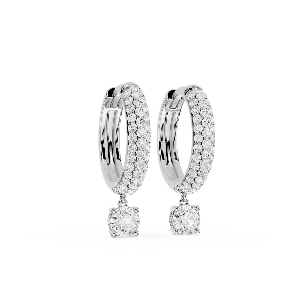 Lucia 1 Carat Round Lab Grown Diamond Pave Hoop Drop Earrings