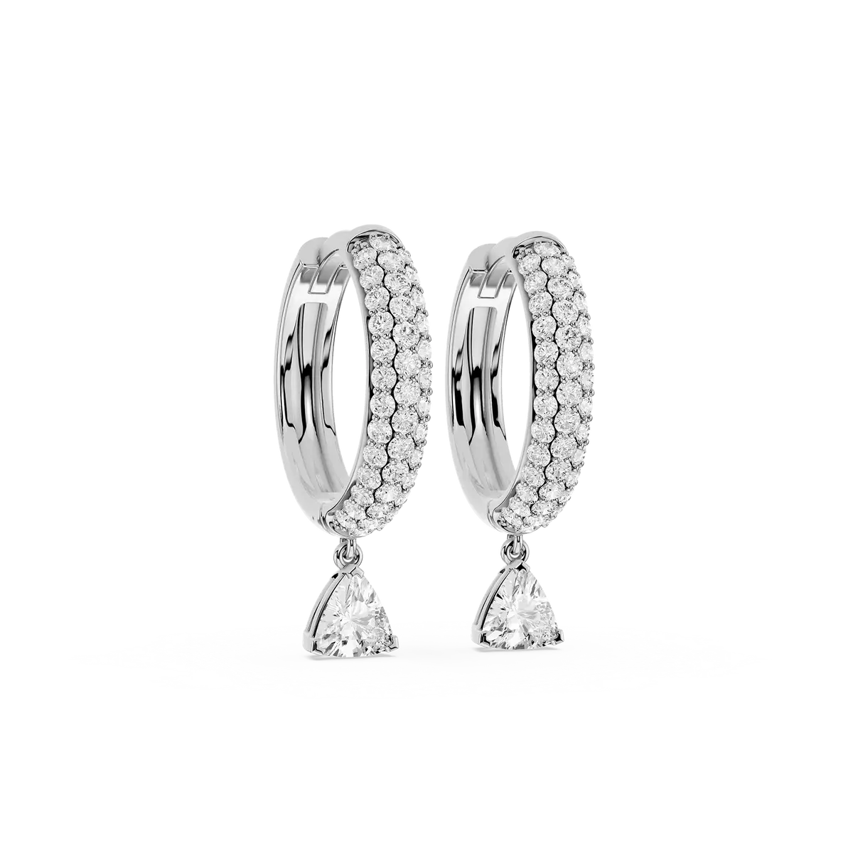 Willie 1 Carat Trillion Lab Grown Diamond Pave Hoop Drop Earrings