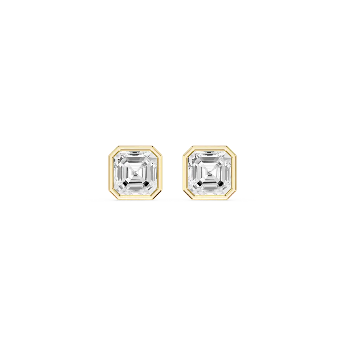 1 Carat Square Emerald Lab Grown Diamond Bezel Set Certified Stud Earrings