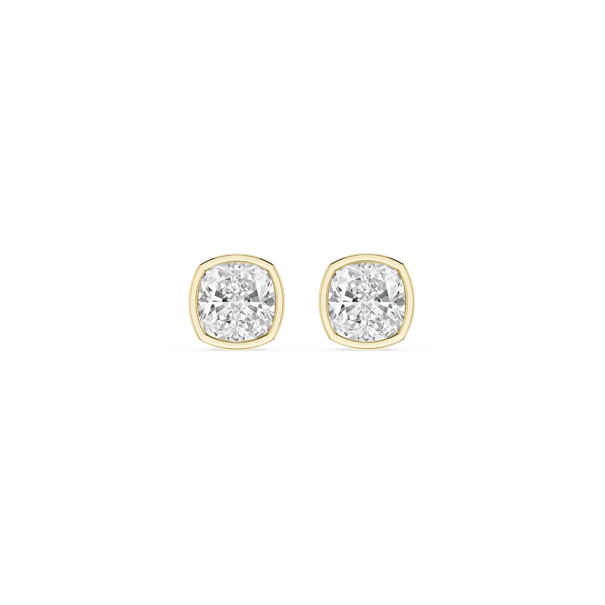 1 Carat Cushion Lab Grown Diamond Bezel Set Certified Stud Earrings