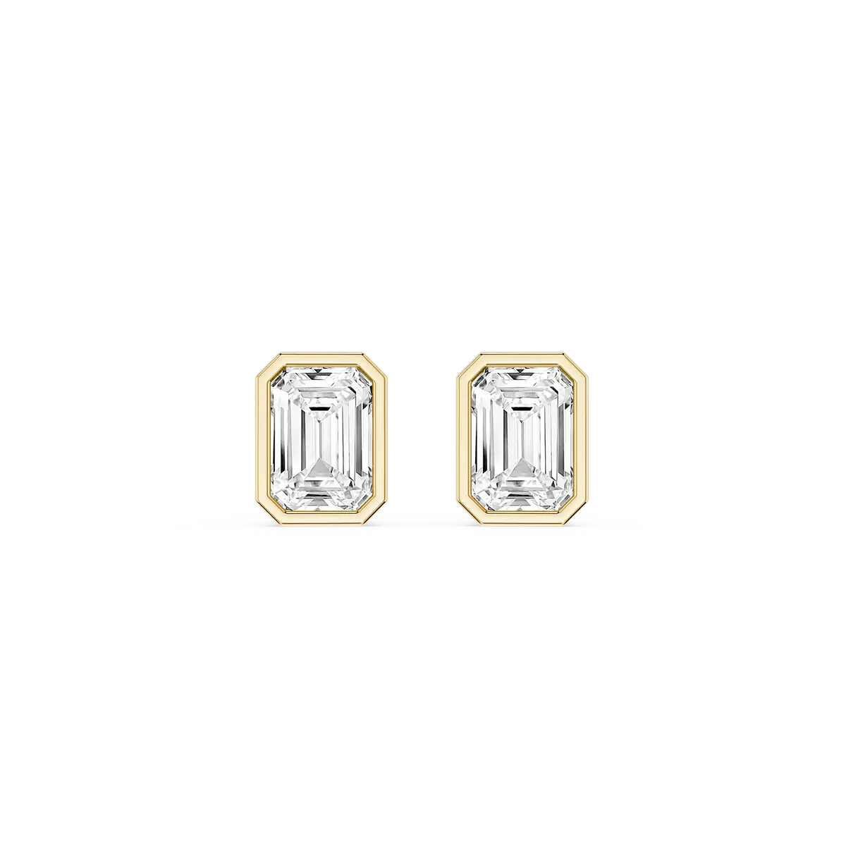 1 Carat Emerald Lab Grown Diamond Bezel Set Certified Stud Earrings