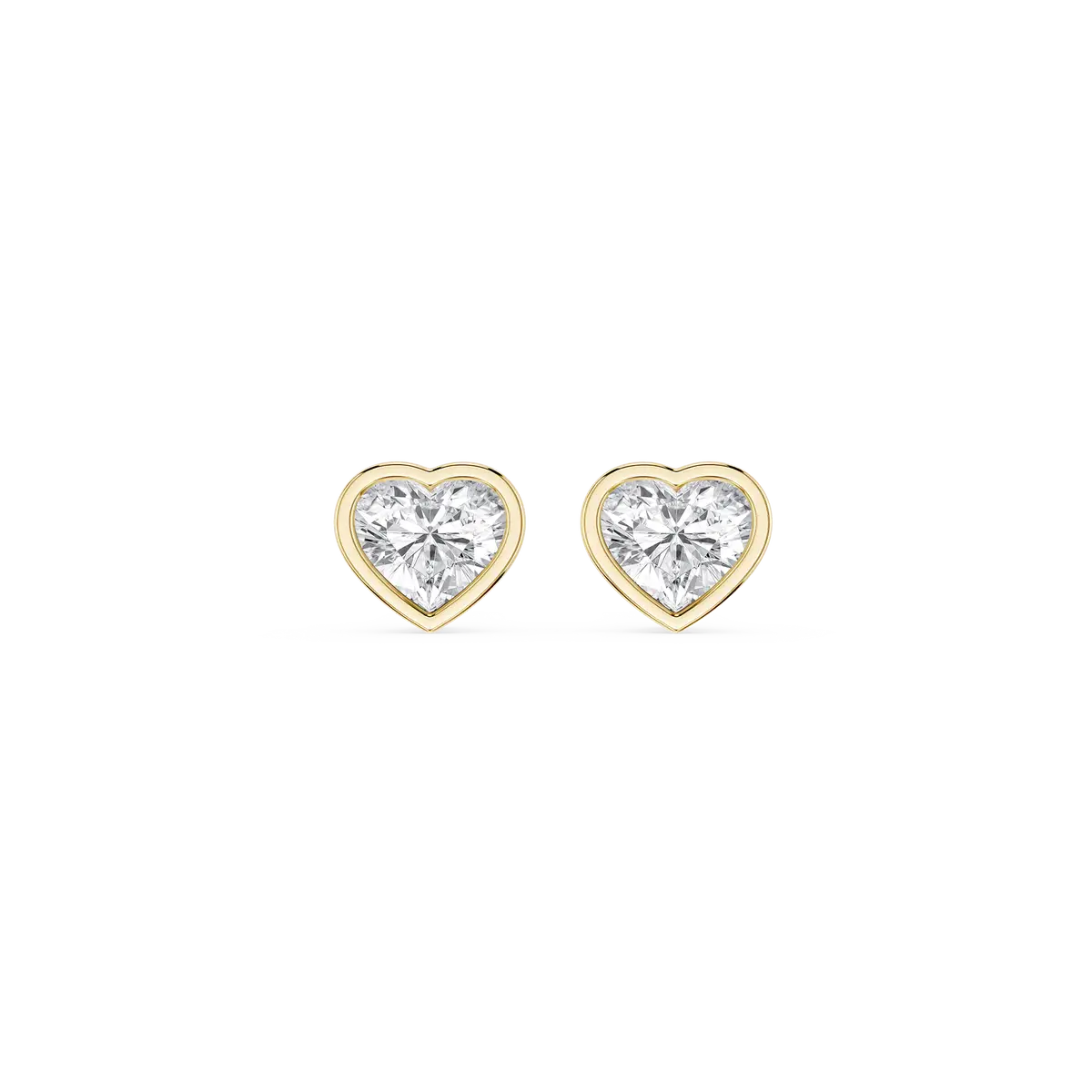 1 Carat heart Lab Grown Diamond Bezel Set Certified Stud Earrings