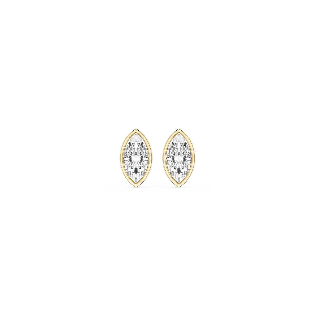 1 Carat Marquise Lab Grown Diamond Bezel Set Certified Stud Earrings
