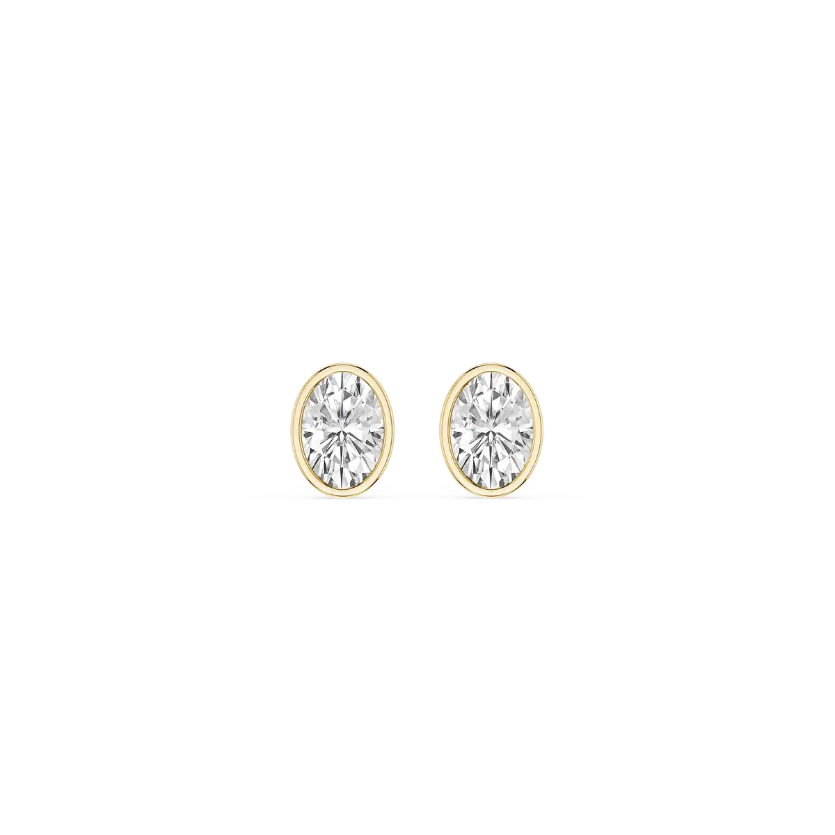 1 Carat Oval Lab Grown Diamond Bezel Set Certified Stud Earrings