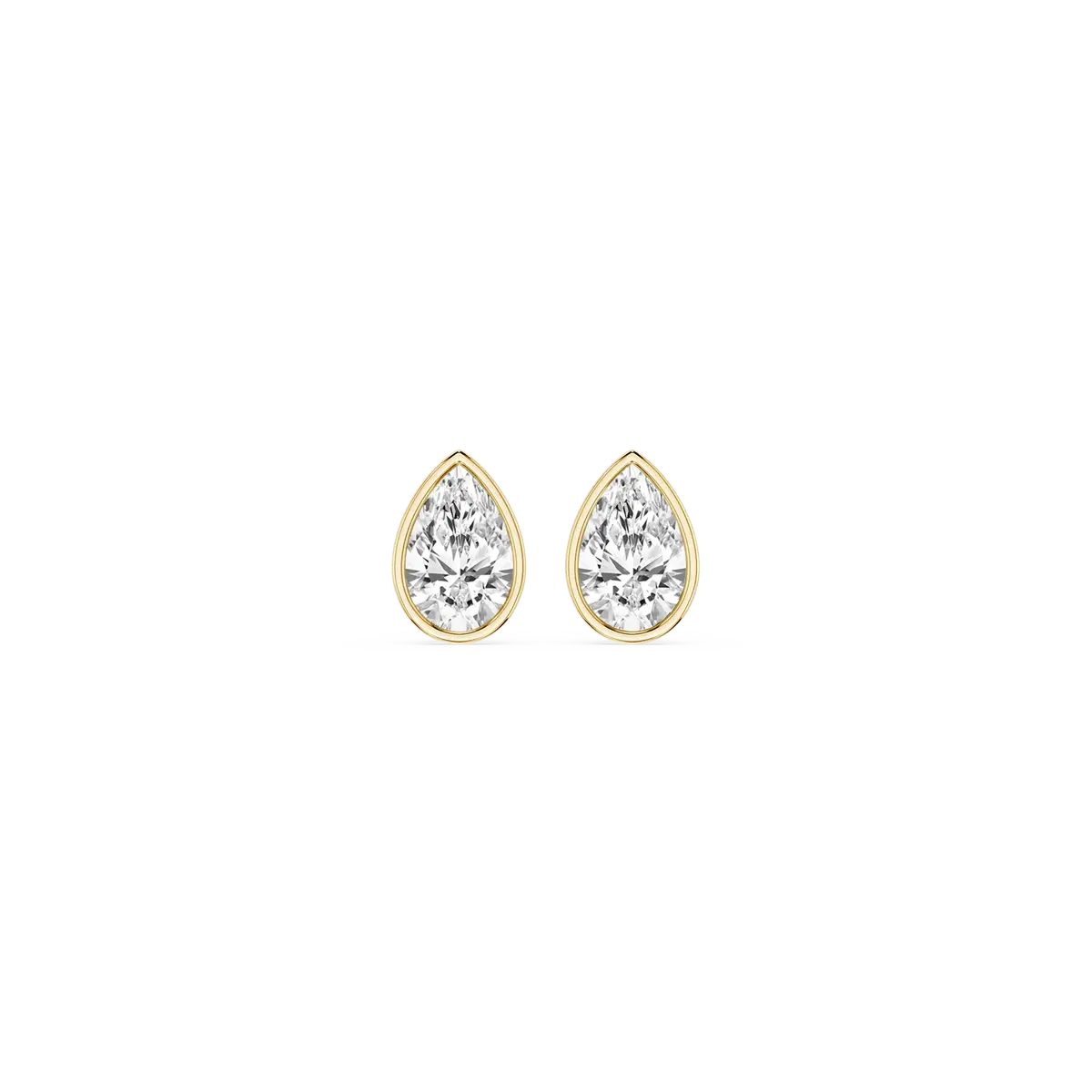 1 Carat Pear Lab Grown Diamond Bezel Set Certified Stud Earrings