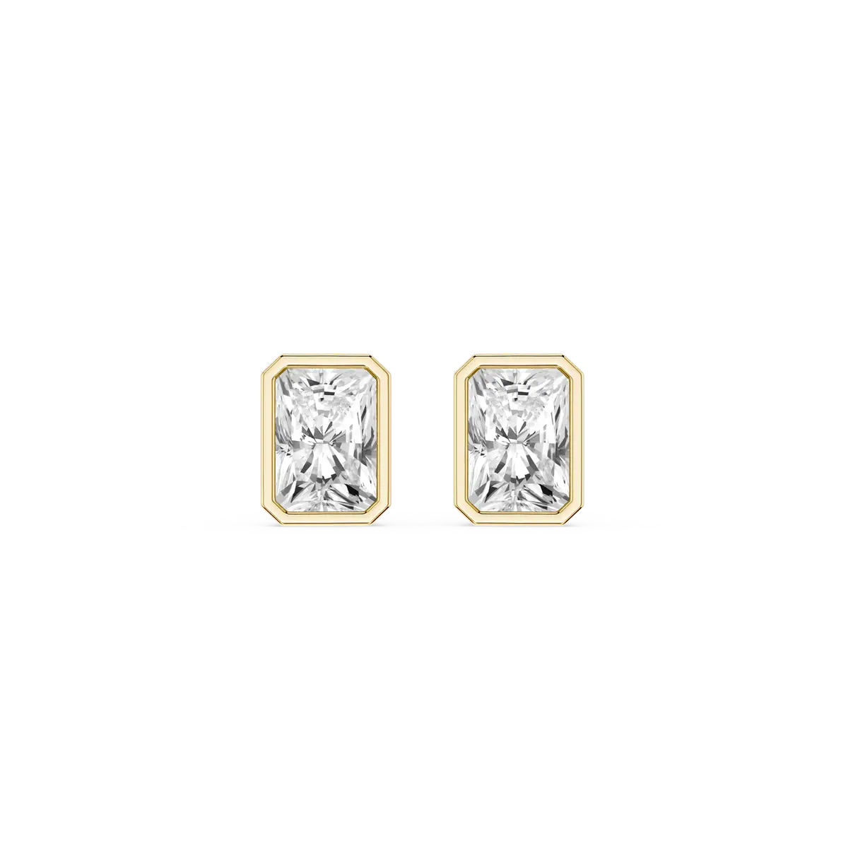 1 Carat Radiant Lab Grown Diamond Bezel Set Certified Stud Earrings