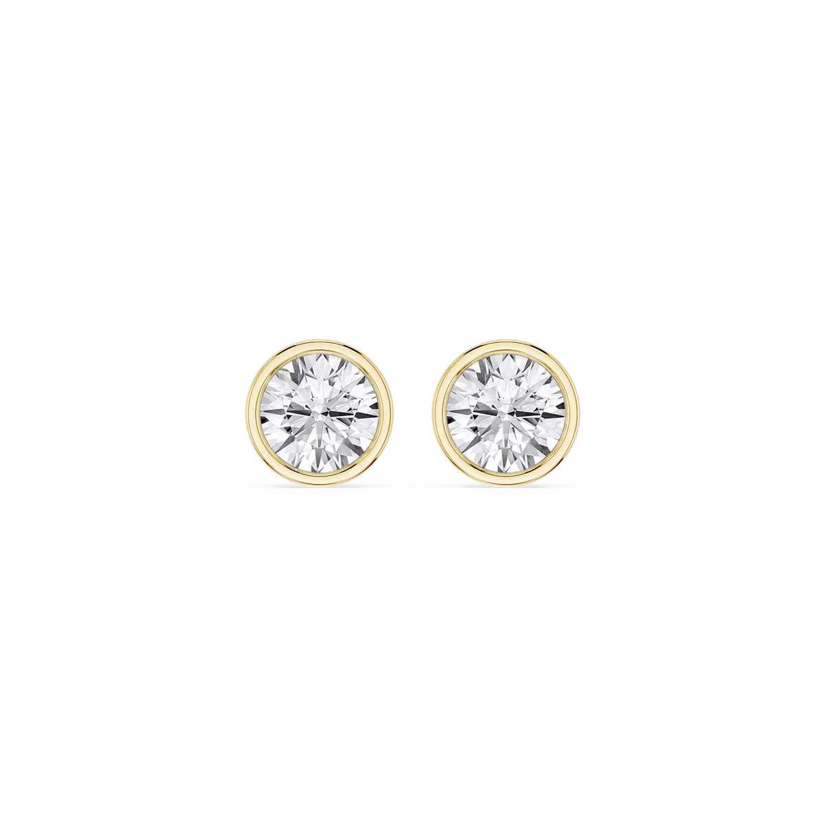 1 Carat Roound Lab Grown Diamond Bezel Set Certified Stud Earrings
