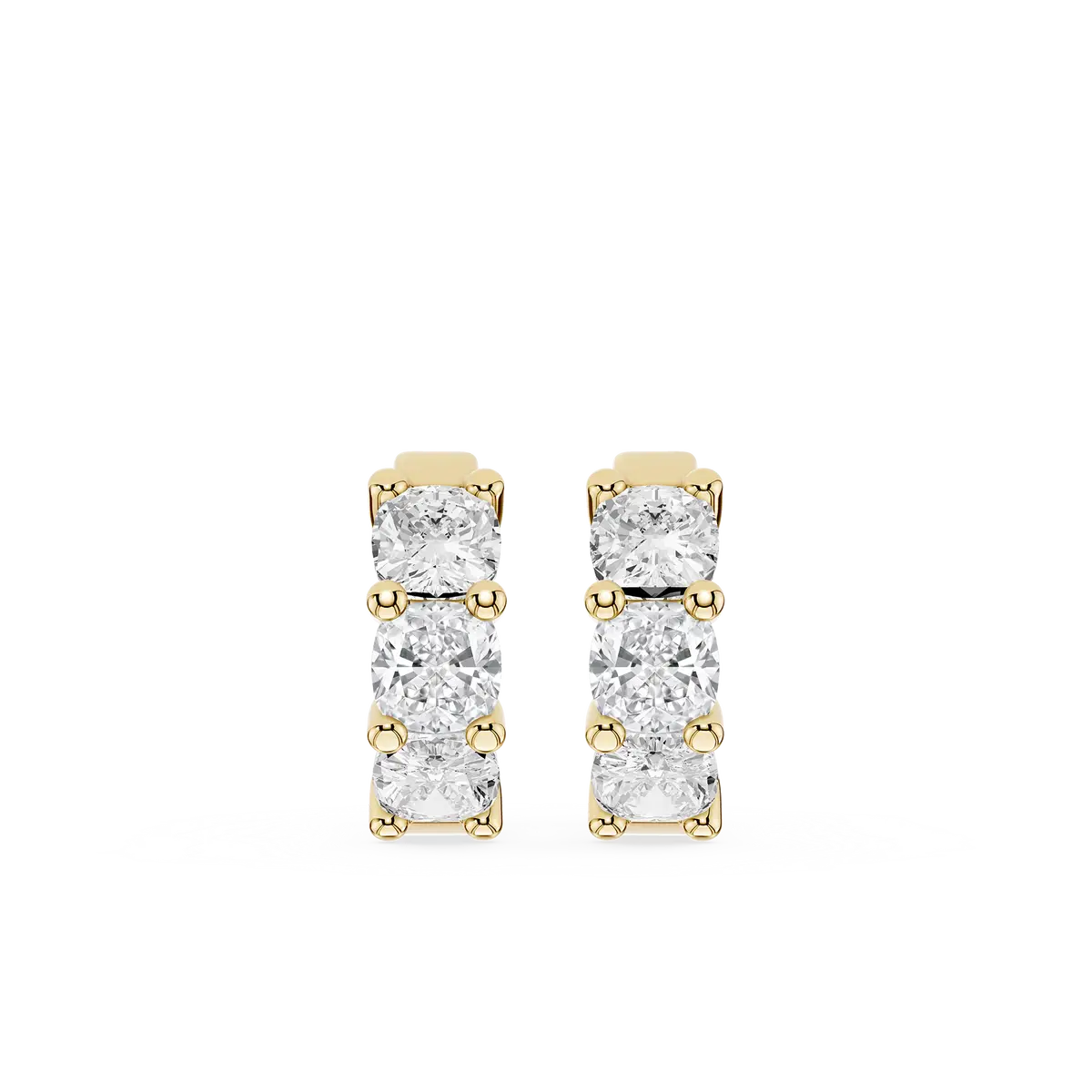 3 Carat Luxury Triple Cushion Cut Huggie Hoop Earring