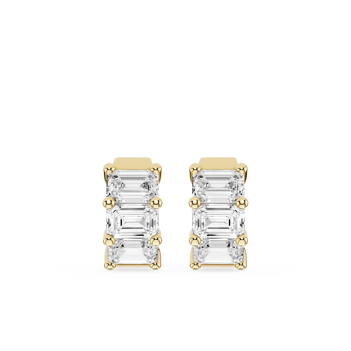 3 Carat Luxury Triple Emerald Cut Huggie Hoop Earring