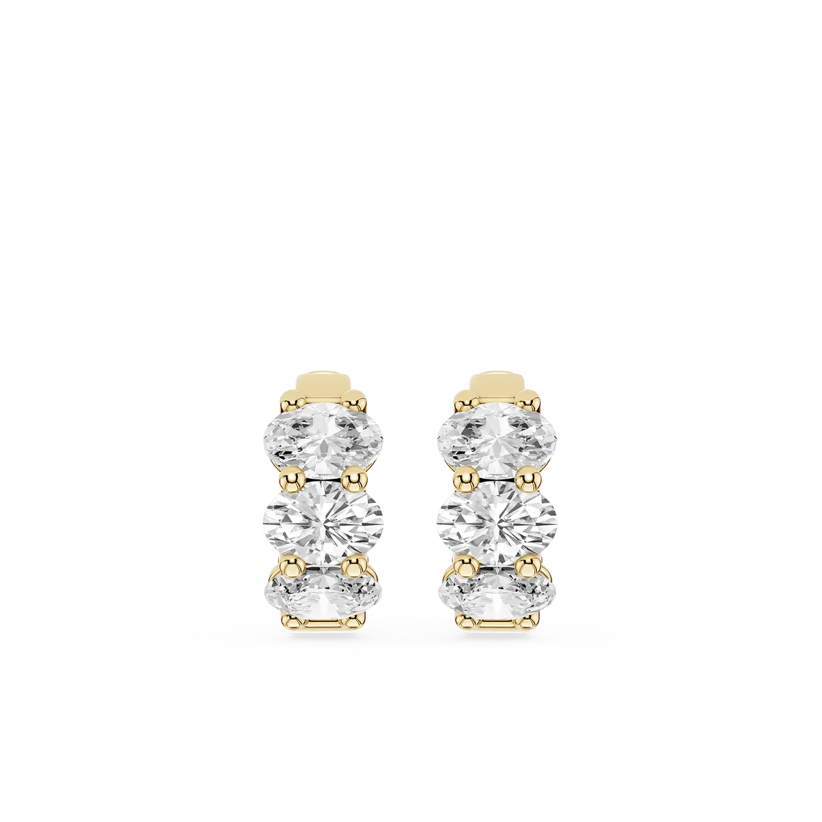 3 Carat Luxury Triple Oval Cut Huggie Hoop Earring