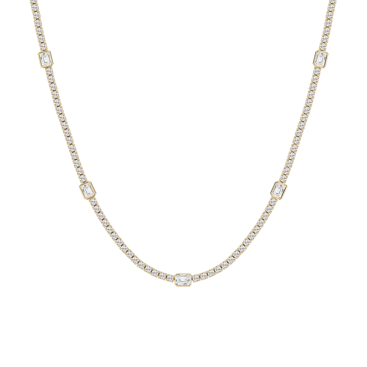 Radiant And Round Diamond Fiery Sparkle Tennis Necklace