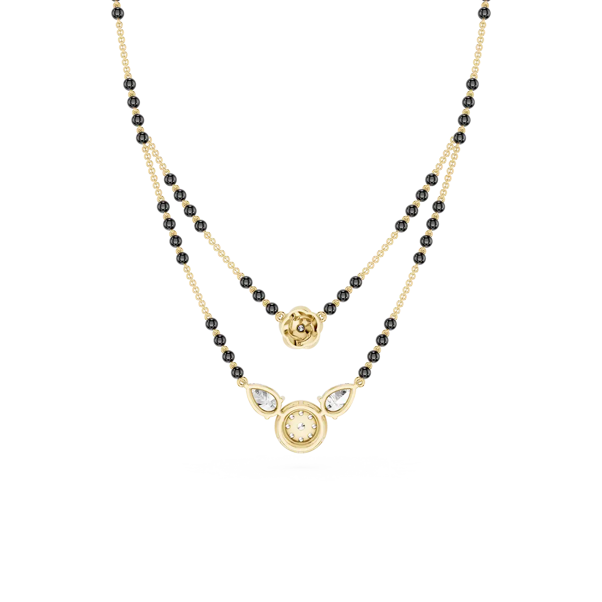 Pear And Round Lab Diamond Double Chain Mangalsutra 