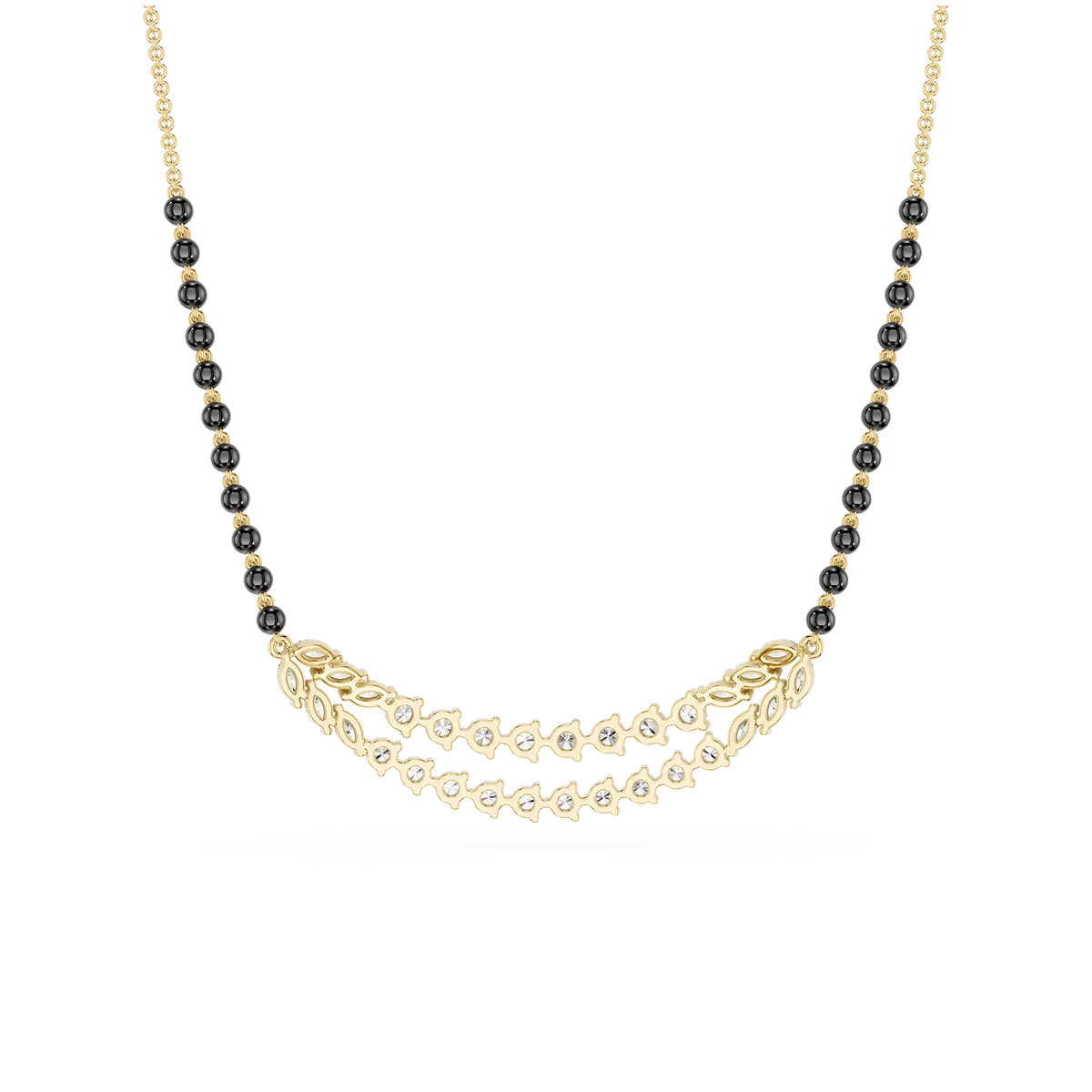 Pear Lab Diamond Layered Mangalsutra With Black Beads Chain