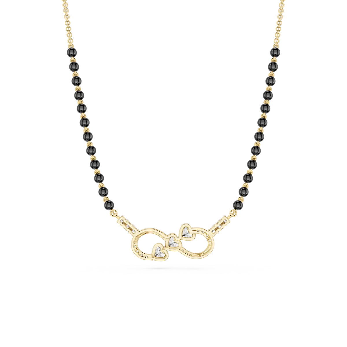 Heart Shape Lab Diamond Infinity Black Beads Mangalsutra
