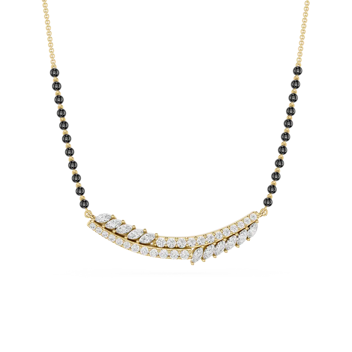Elegant Round And Marquise Diamond Mangalsutra Necklace