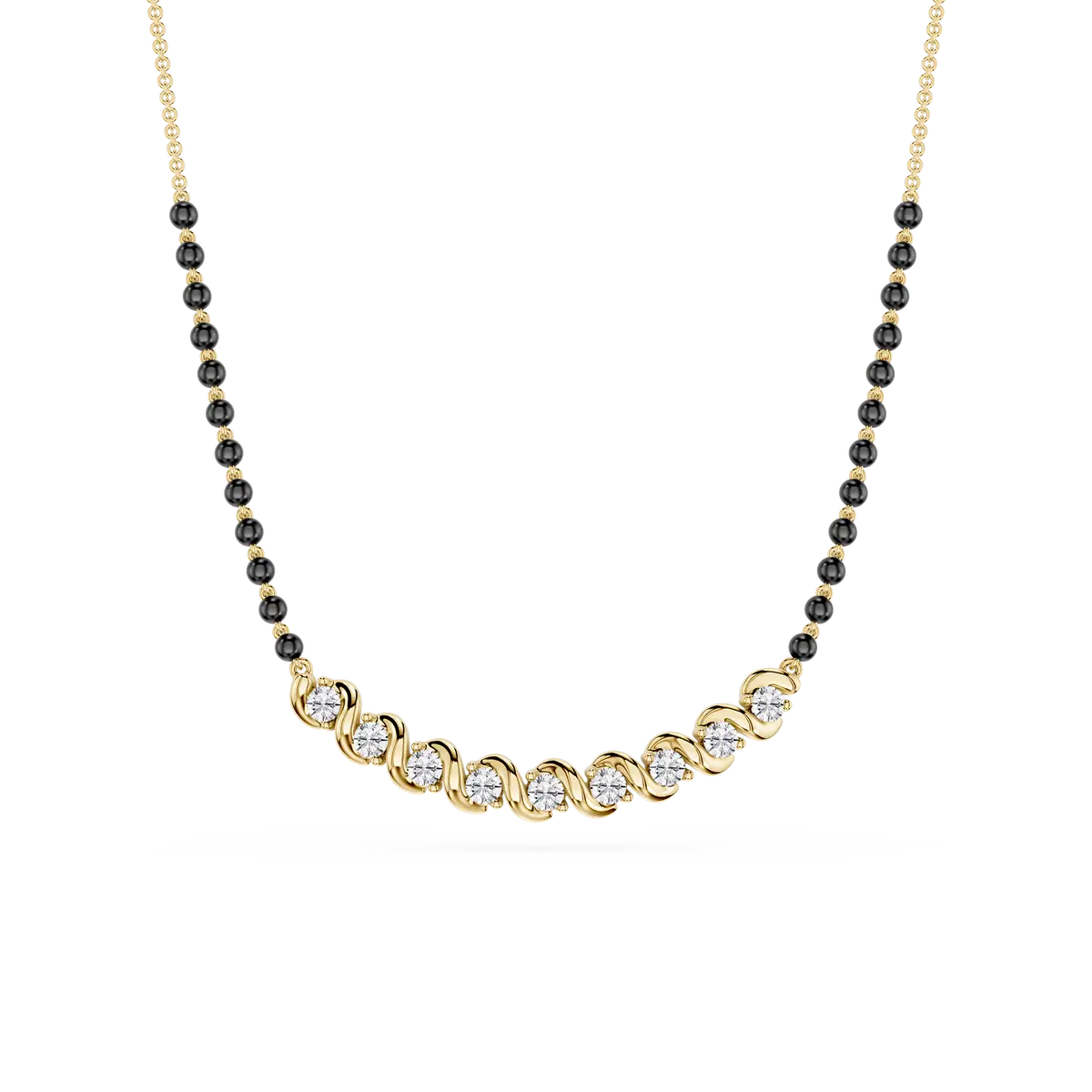 Golden Wave Diamond Mangalsutra Necklace