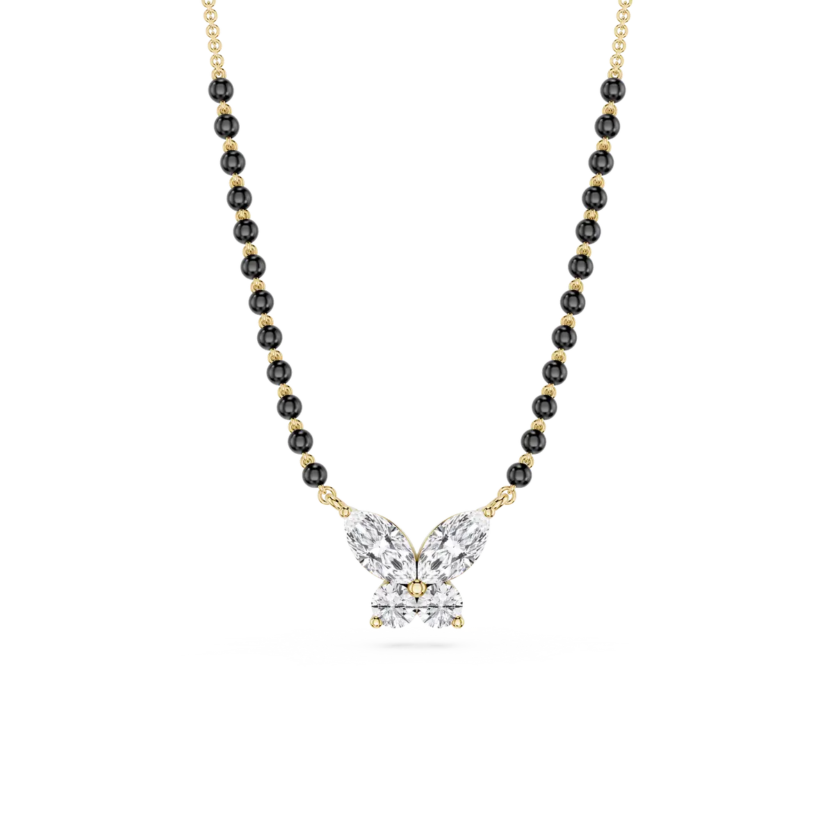 1.5 Carat Marquise Diamond Butterfly Gold Mangalsutra