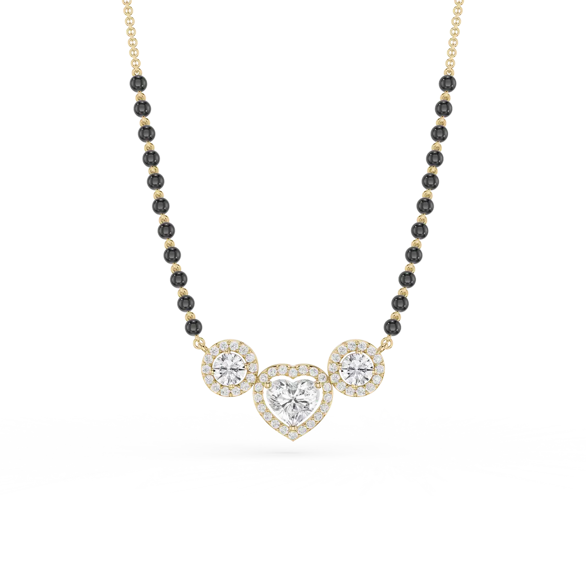 Threefold Beloved Heart Lab Diamond Mangalsutra Necklace