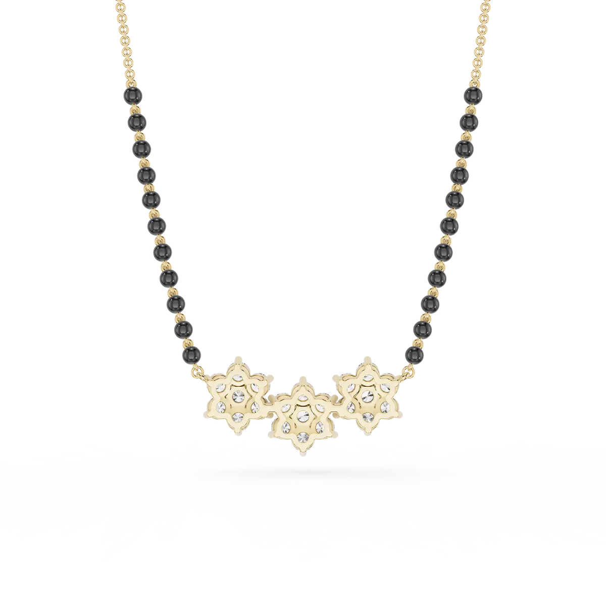 Round Shape Lab Diamond Black Beads Mangalsutra