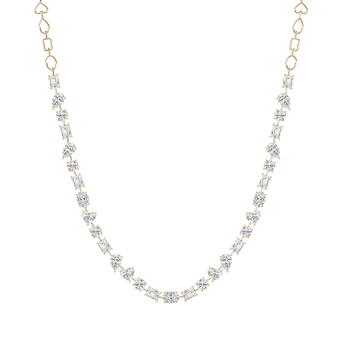 Multi Shape Chevron Regal Diamond Necklace