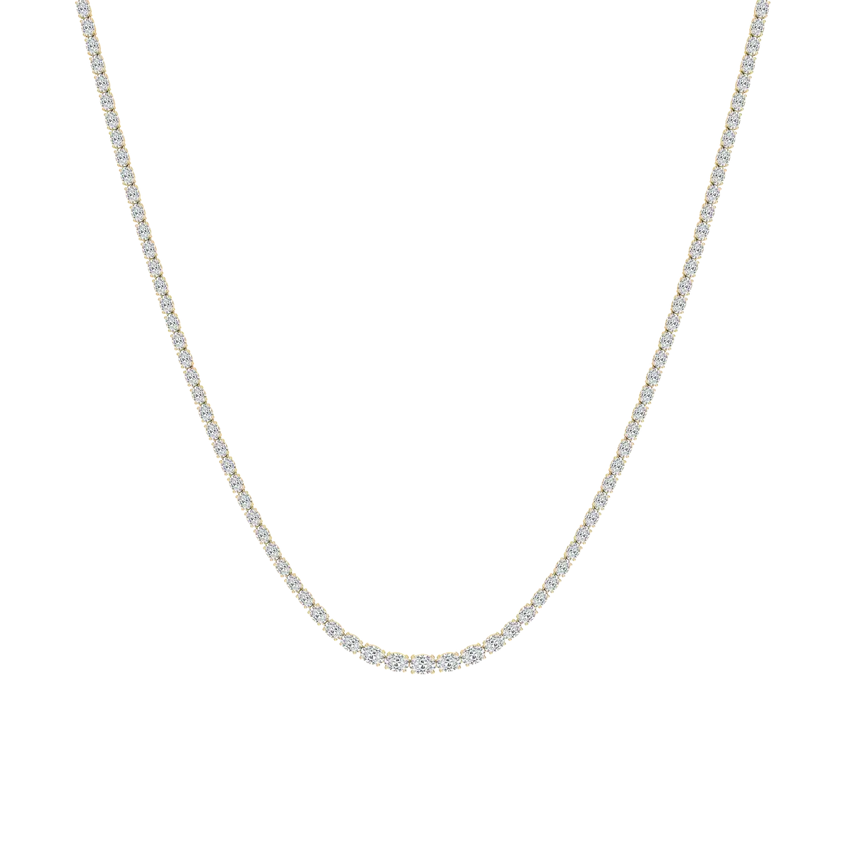 20 Carat Oval Diamond Graduated Sleek Tennis Necklace