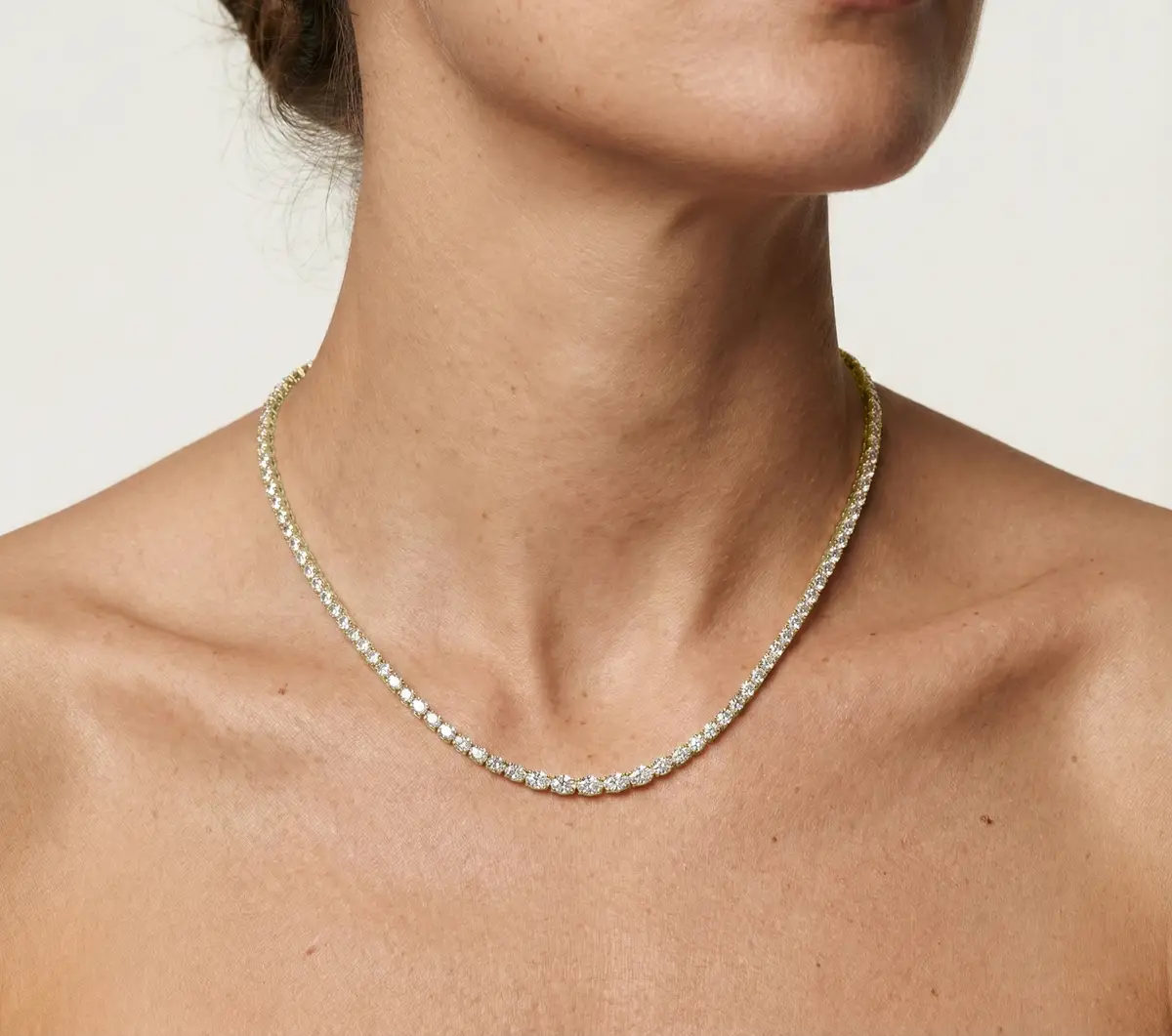20 Carat Oval Diamond Graduated Sleek Tennis Necklace