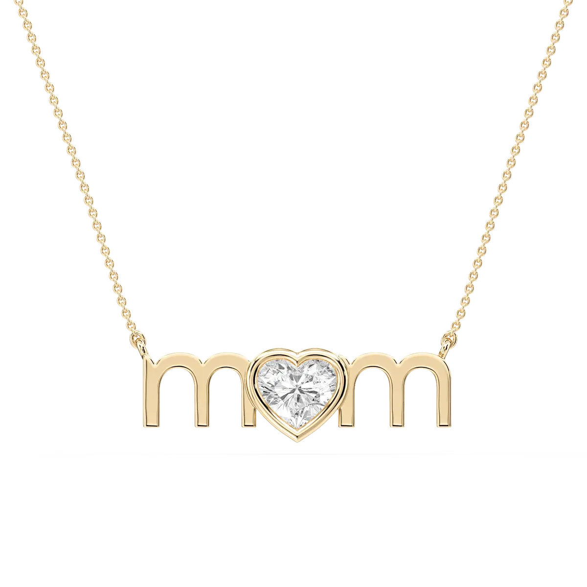 1 Carat Heart Lab Grown Diamond Bezel Mom Pendant