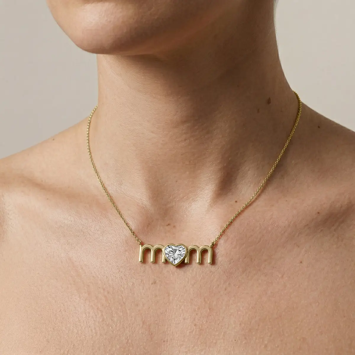 1 Carat Heart Lab Grown Diamond Bezel Mom Pendant