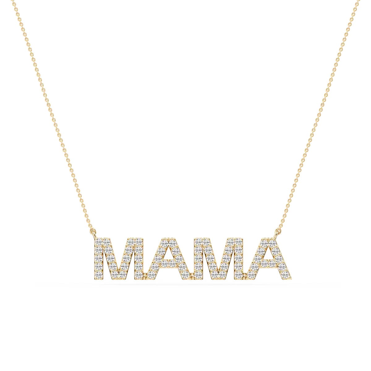 Round Lab Grown Diamond Mama Block Letter Pendant