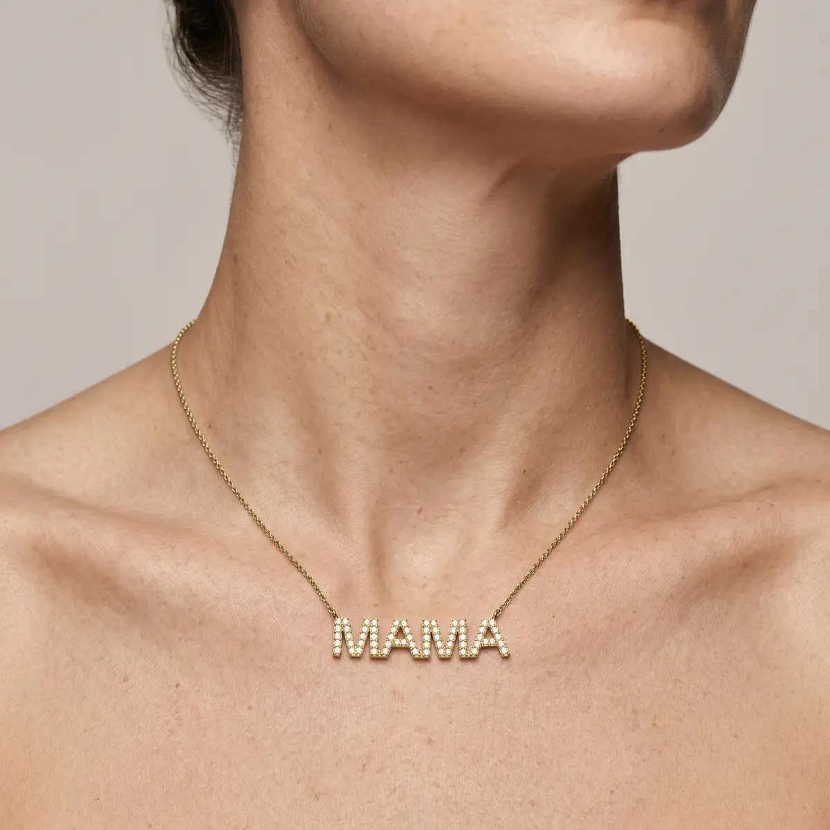 Round Lab Grown Diamond Mama Block Letter Pendant