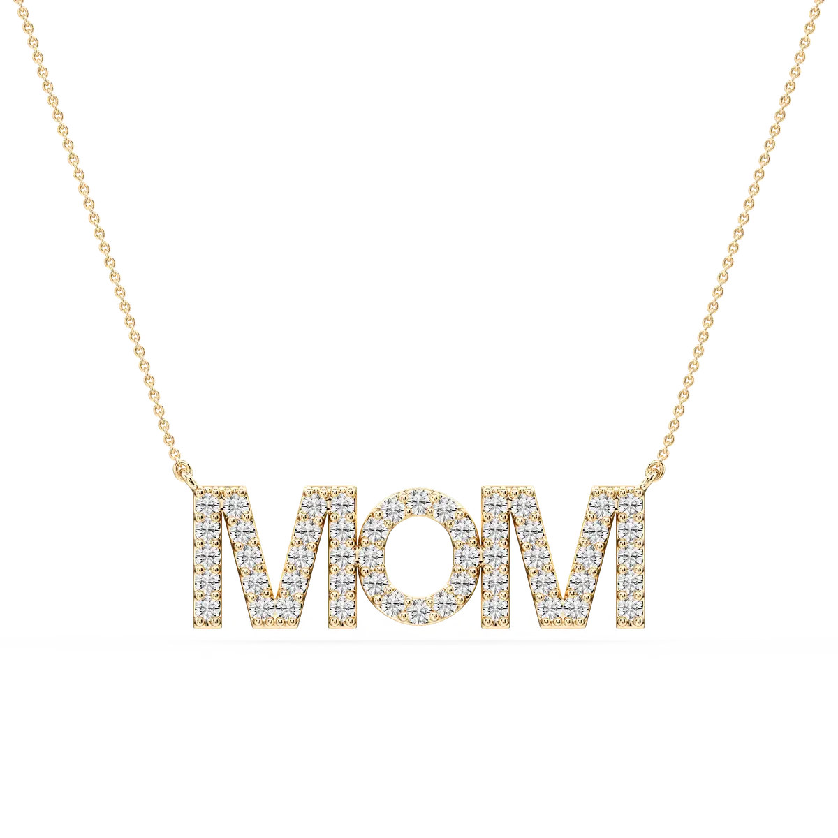 1 Carat Round Lab Grown Diamond Mom Block Letter Pendant