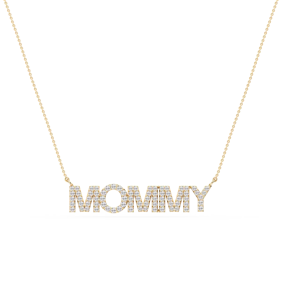 Round Lab Grown Diamond Mommy Block Letter Pendant
