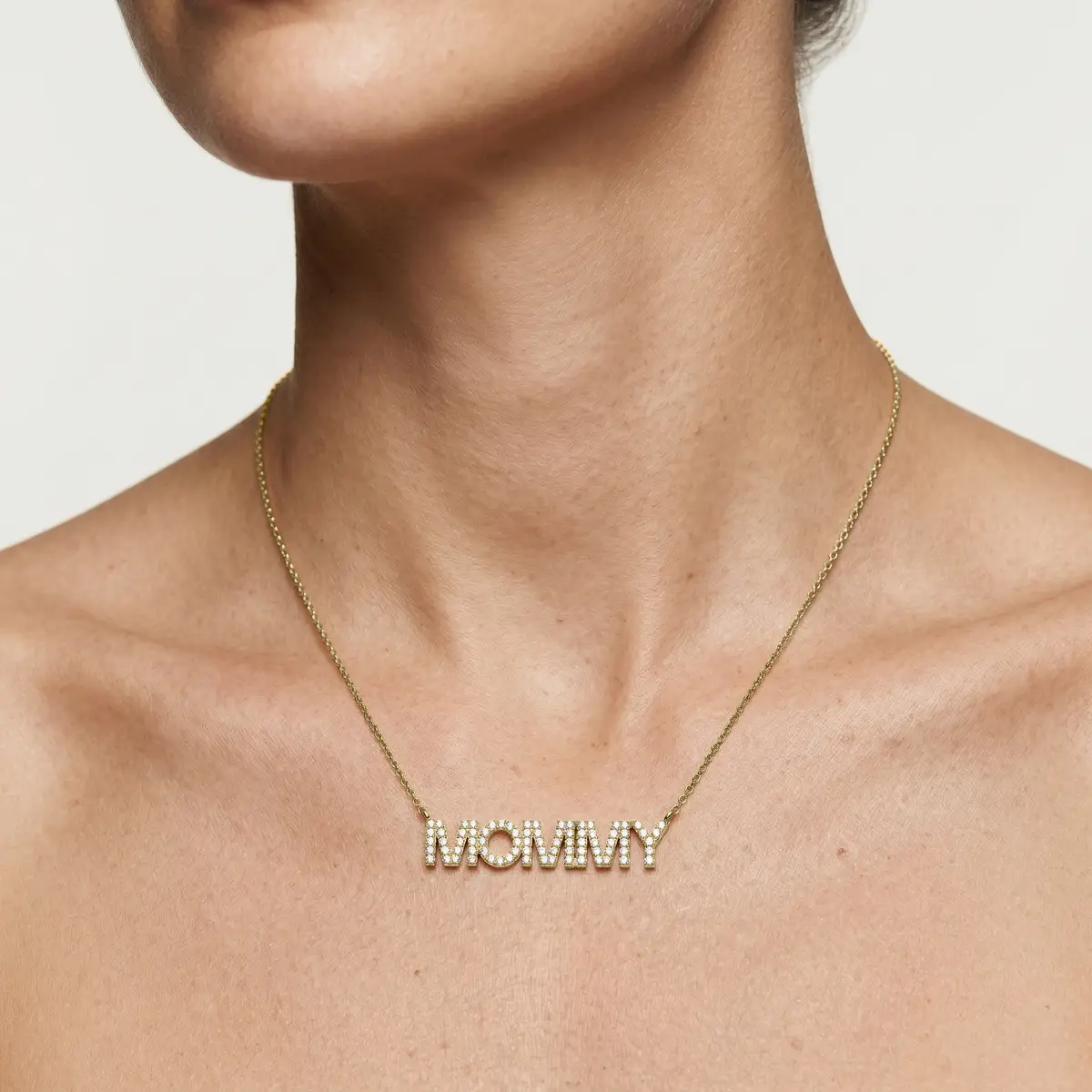 Round Lab Grown Diamond Mommy Block Letter Pendant